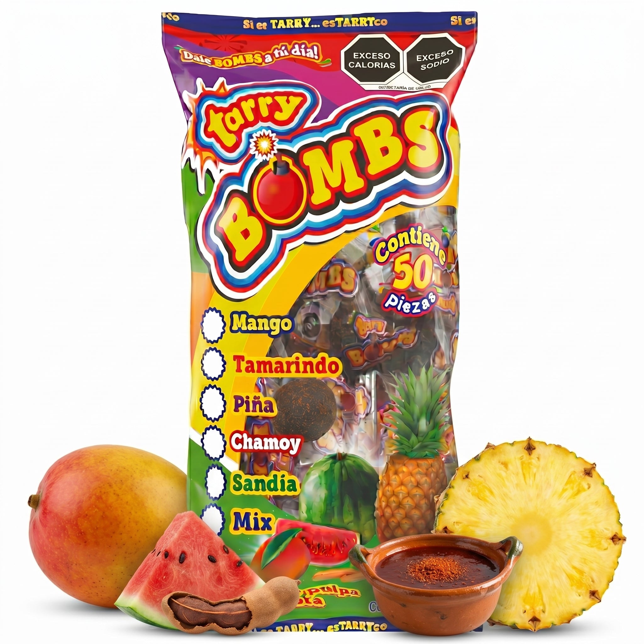 Bolsa Tarry Bombs Mango 218gr 50pz Bolitas De Chile