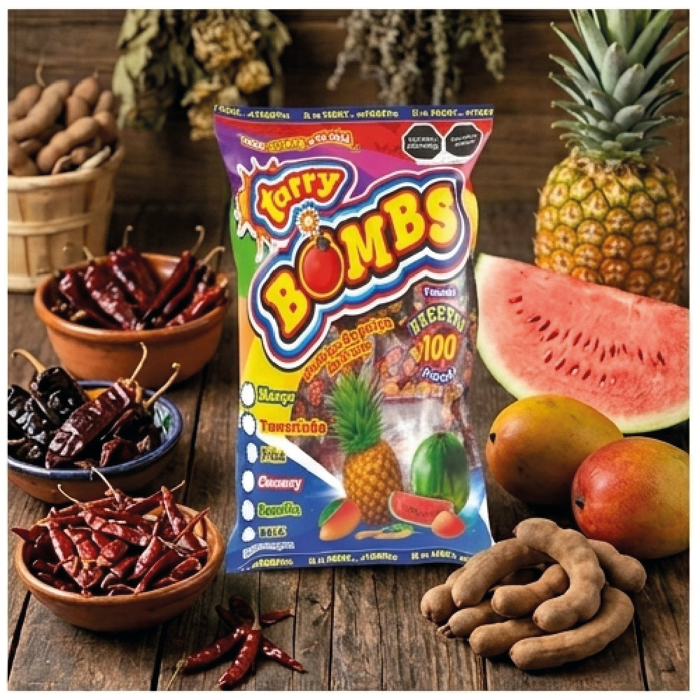 Bolsa Tarry Bombs Mango 413gr 100pz Bolitas De Chile
